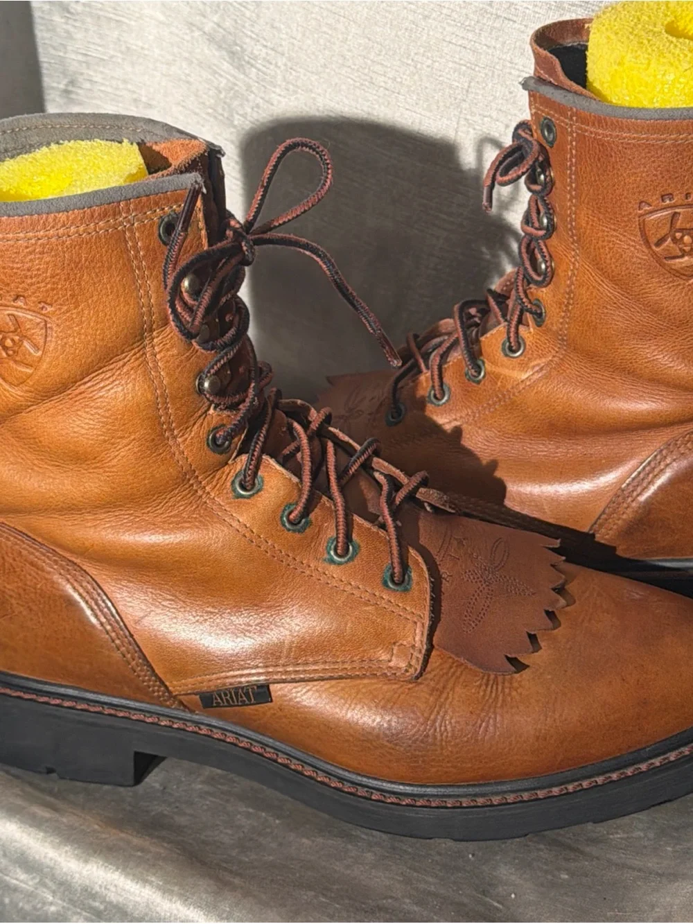 Ariat Men’s Heritage Lacer Western Work Boots Distressed Brown Size 12D